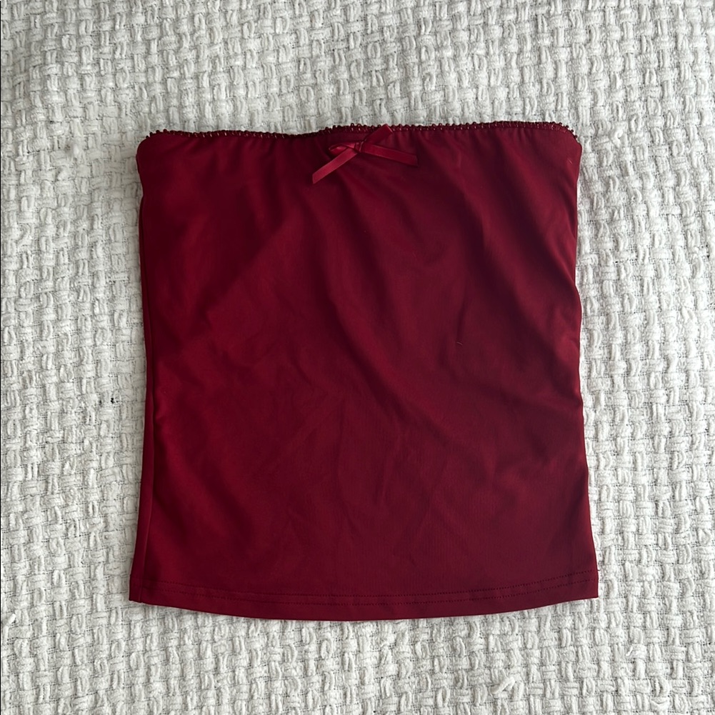 Red Strapless Tube Top